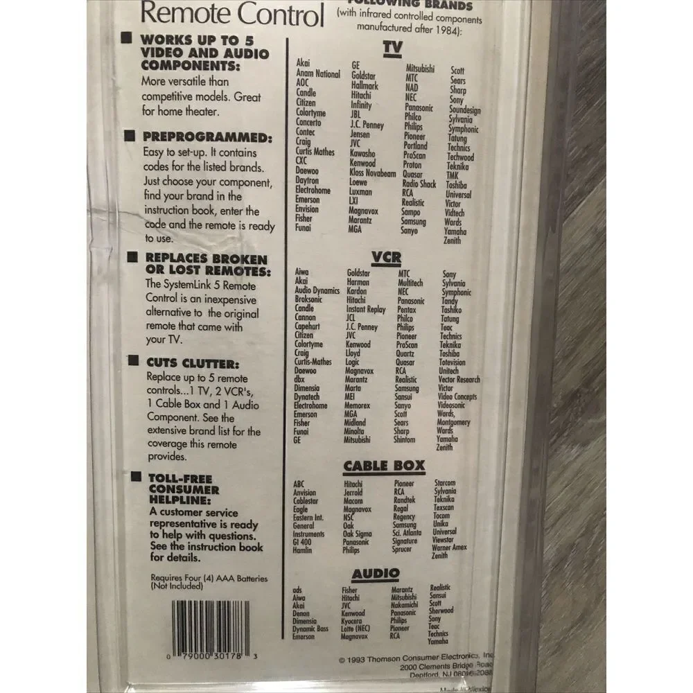 Universal rca remote